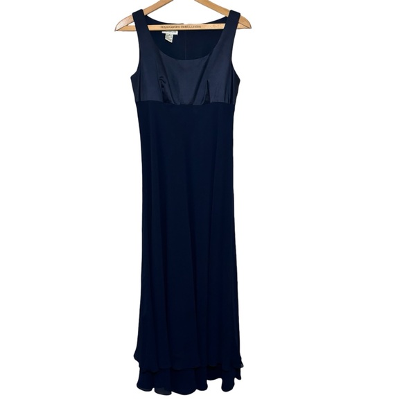 Vintage Ann Taylor Navy Blue Silk blend maxi dress with sheer overlay. Women’s 6 - Picture 1 of 8